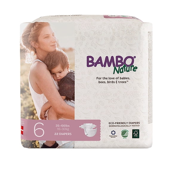 Abena North America 16073Bambo® Nature Diaper, White, Size 6, 22/PK (1107615_PK)