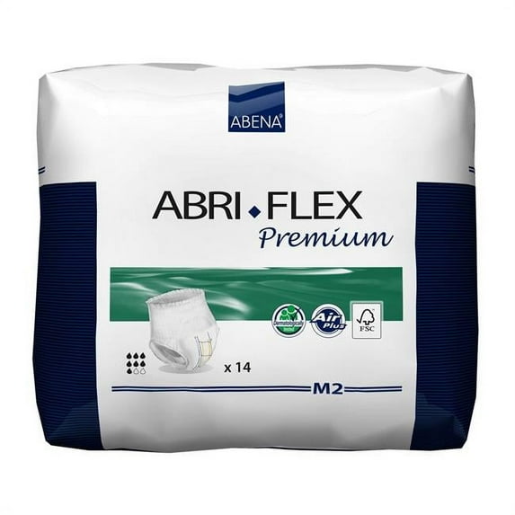 Abena North America 41843101 White Medium Abri-Flex Premium M2 Adult Heavy Absorbent Underwear - Pack of 14