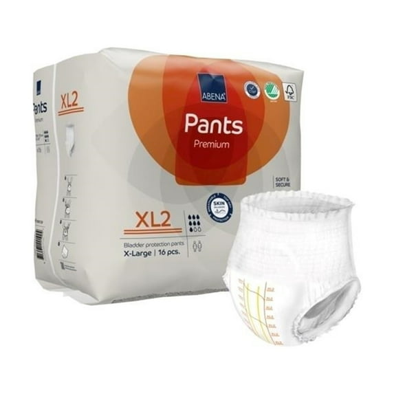 Abena Premium Pants XL2 Disposable Underwear Pull On with Tear Away Seams X-Large, 1000021329, 52, 16 Ct