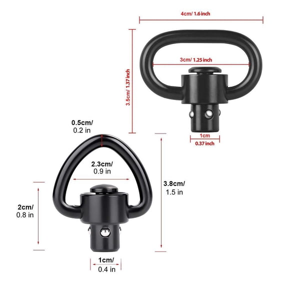 Abenow 4 Pack QD Sling Swivels 1.25" Heavy-duty Quick Disconnect Push Buttons for Two Point and Traditional Sling Swivel Mount Set Outdoor Climbing Strap Buckle