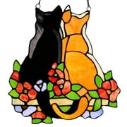 Abenow Stained Glass Cats Window Panel Stained Suncatcher Hanging Ornaments Home Decoration