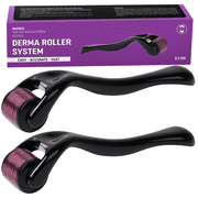 ABERA 540 Titanium Microneedle Roller for Face, Scalp, Beard & Hair Care Routine - Premium Cosmetic Exfoliating & Absorption Booster, Black Handle 2 Pack