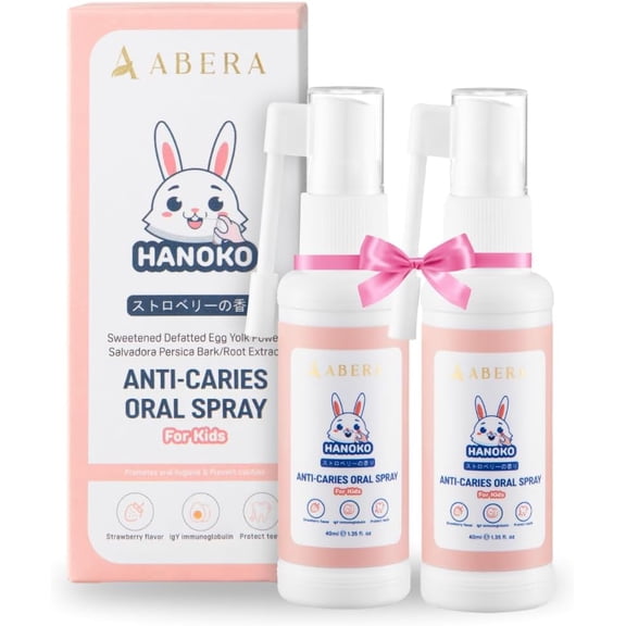 Abera Anti-Caries Kids Oral Spray, Strawberry Flavor, Fluoride-Free, 1.35 fl oz, Set 2
