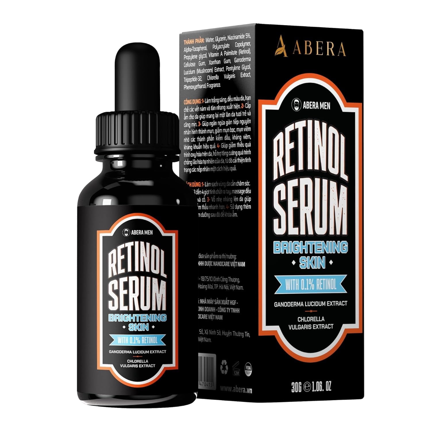 ABERA Men Retinol Anti-Aging Face Serum with Niacinamide 5% and Retinyl, 0.68 fl oz
