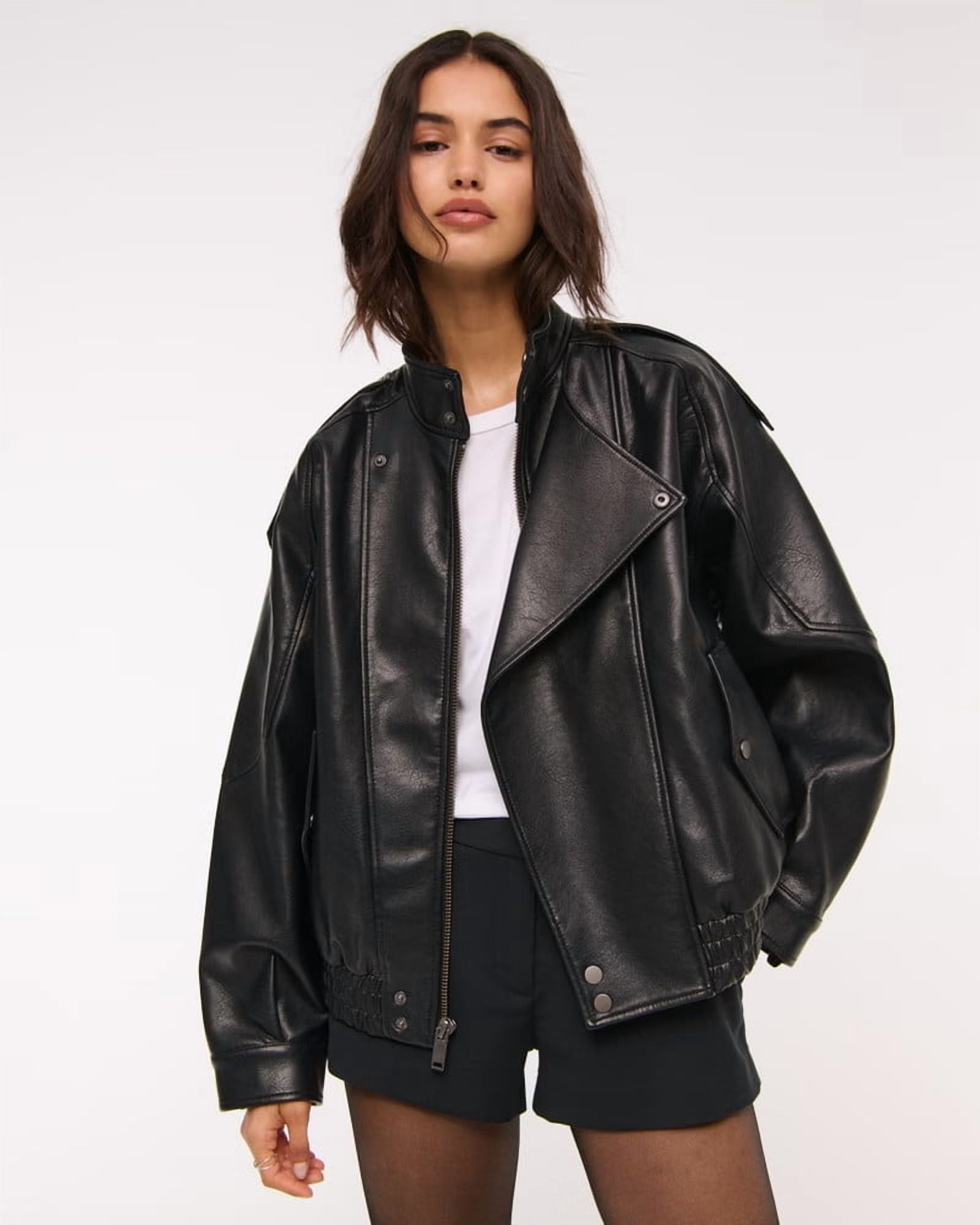 Abercrombie & Fitch フード付きレザージャケット S Abercrombie & Fitch フード付きレザージャケット S 当店在庫し