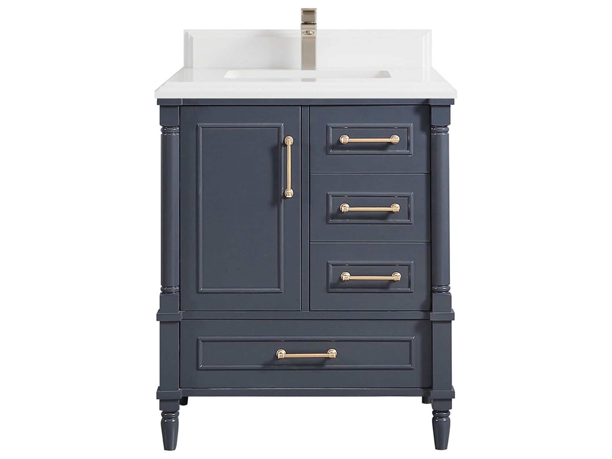 Aberdeen 30 in. W x 22 in. D Single Sink Bathroom Vanity in Hale Navy ...