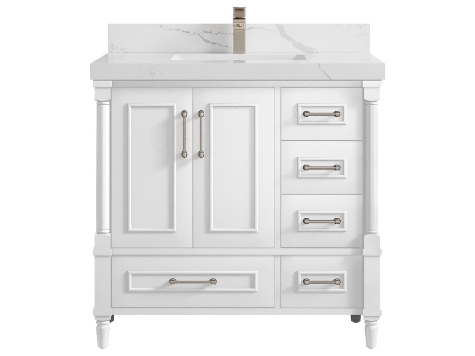 Aberdeen 36 in. W x 22 in. D Center Sink Bathroom Vanity in White with