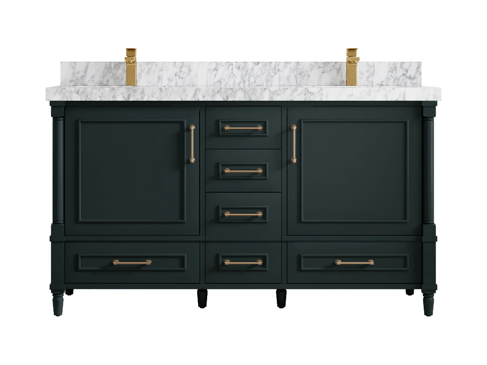Aberdeen 60 in. W x 22 in. D Double Sink Bathroom Vanity in Dark Forest ...