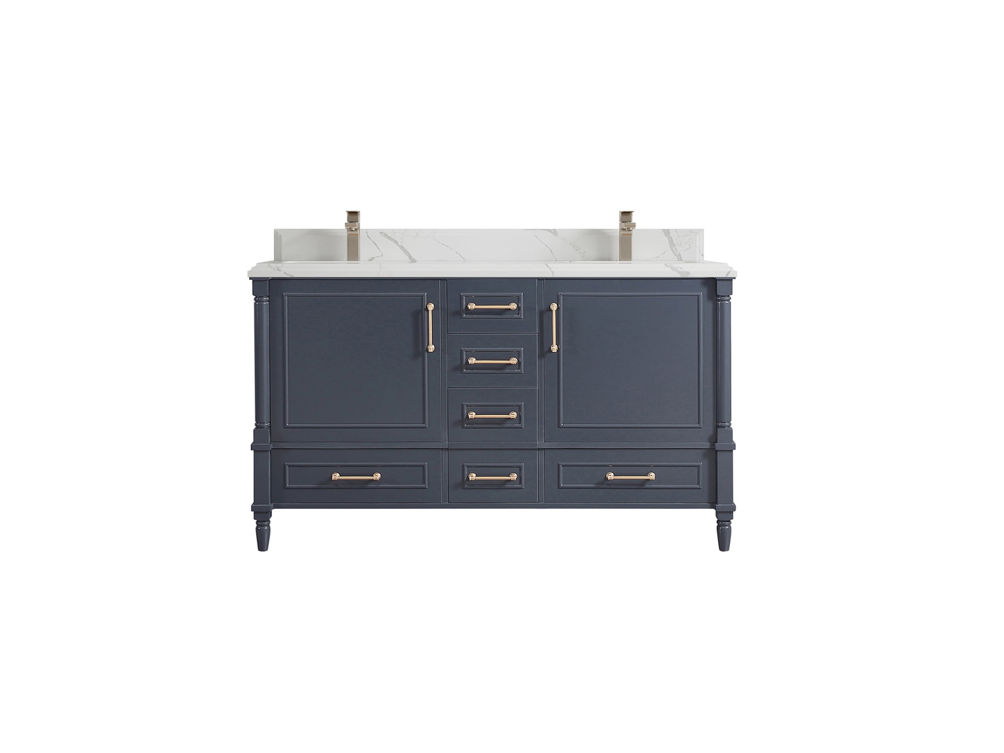 Aberdeen 60 in. W x 22 in. D Double Sink Bathroom Vanity in Hale Navy ...