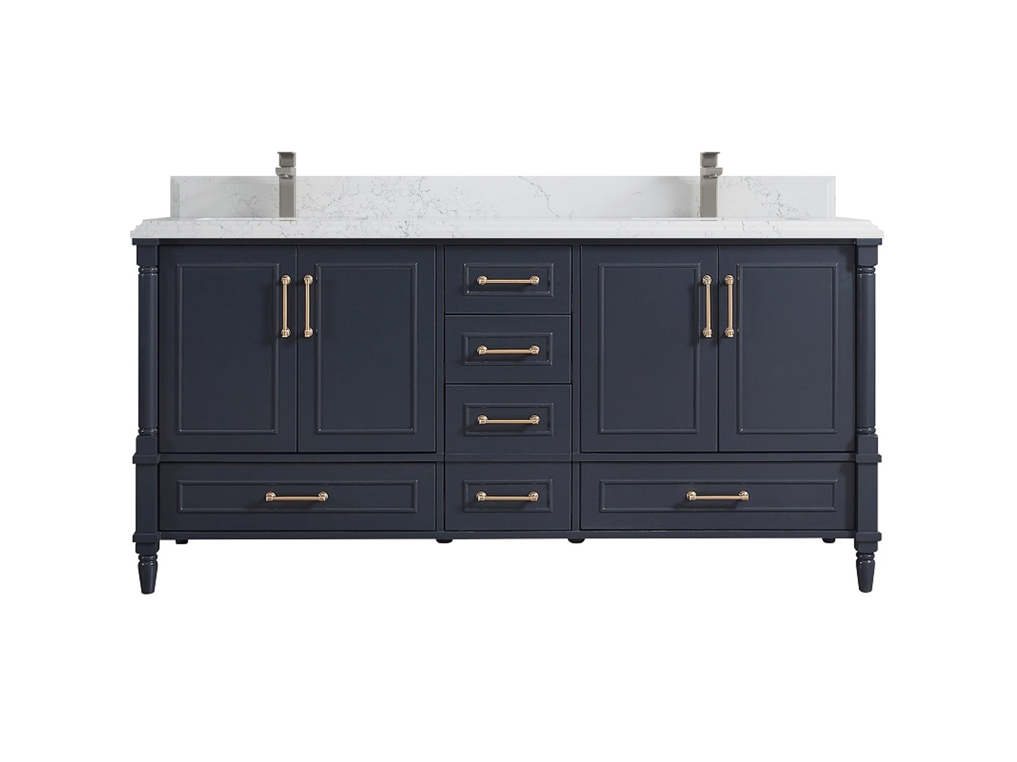 Aberdeen 72 in. W x 22 in. D Double Sink Bathroom Vanity in Hale Navy ...