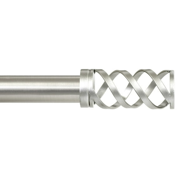 Lumino 1" and 5/8" Nickel Aberdeen Cage Adjustable Double Curtain Rod Set, 42"-120"