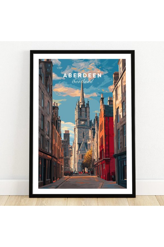 Aberdeen Cityscape Poster: Scottish Urban Skyline Wall Art