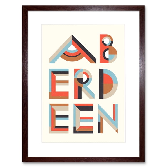 Aberdeen Colourful Word Art Framed Wall Art Print 9X7