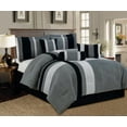 thumbnail image 1 of Aberdeen King Size 7-Piece Luxurious Comforter Set Micro Suede Soft Bed in a Bag Patchwork Black Gray & White, 1 of 1