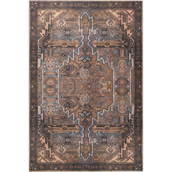 Aberdeen Orange Oriental Polyester Digital Print Decorative Area Rug