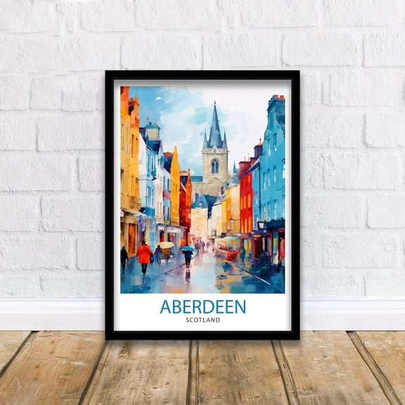 Aberdeen Scotland Print Granite City Art Aberdeen Harbor Poster Scottish Landscape Wall Art Historic Architecture Decor Scotland Travel Gift, Poster Only