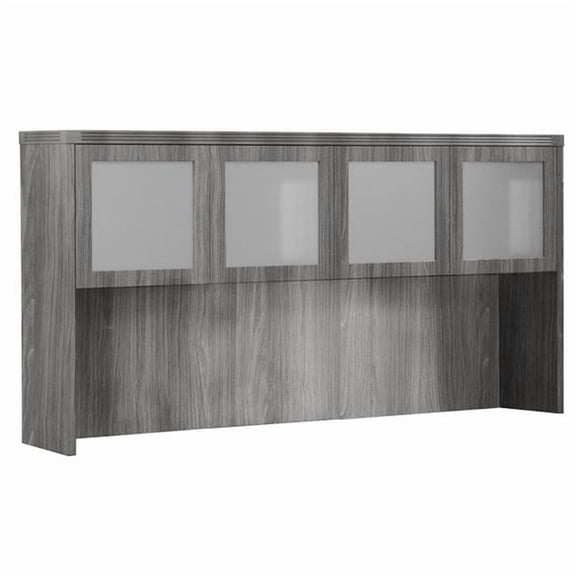 Aberdeen Series Hutch with Glass Doors, Grey Steel - 39.12 x 72 x 15 in.