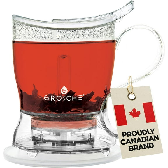 Aberdeen Tea Infuser Teapot & Smart Tea Maker - BPA-Free, Drip-Free Design | Coaster | Easy Brew | Easy Clean Steeper | Loose Leaf Brewing - Stylish Design | 17.7 oz - 1000 ml