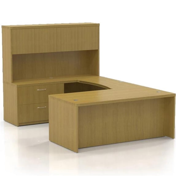 Mayline AT2LMA 6 x 9 ft. Aberdeen Series Suite 2 Straight Front U-Shaped Desk, Maple
