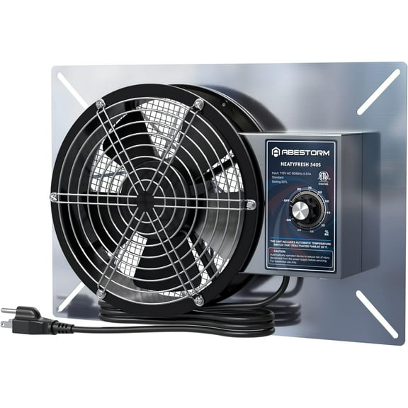 Abestorm Crawlspace Ventilation Fans 540CFM IP-55 Grade Basements Vent Fan 8.7 inches Ventilator Fan with Freeze Protection Thermostat Dehumidistat for Crawl Space Basement Attic Garage, Exhaust