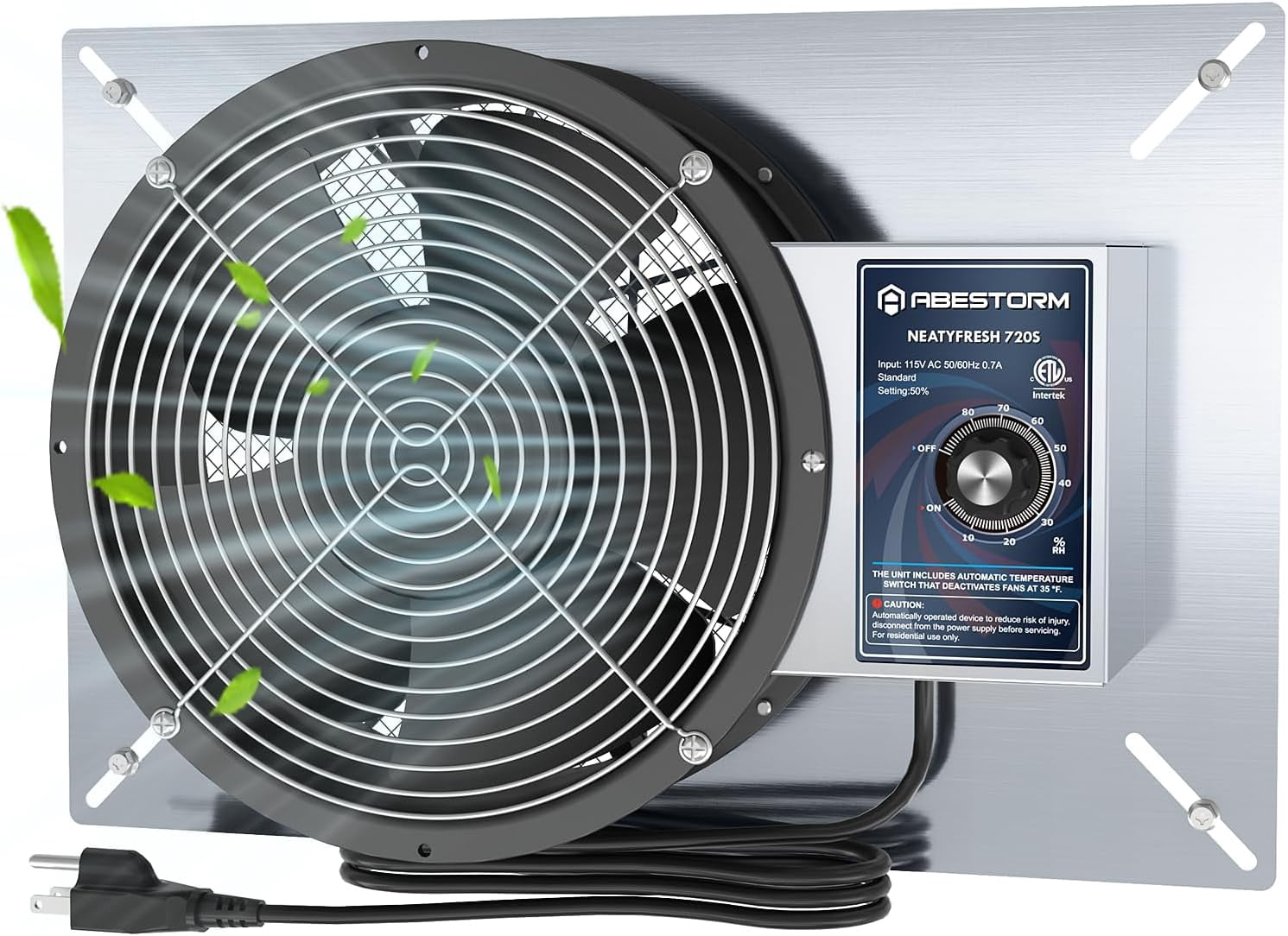 Abestorm Crawlspace Ventilation Fans 720CFM  IP-55 Grade Basements Stainless Steel Vent Fan 10 inches Ventilator Fan with Freeze Protection Thermostat Dehumidistat for Crawlspace Attic Garage Exhaust