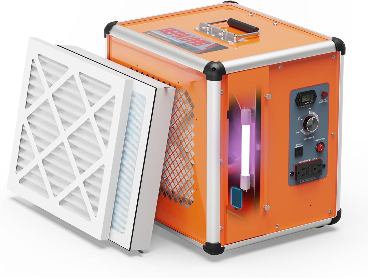 Abestorm Air Scrubber Commercial with UV-C Light, H13 HEPA Activated Carbon Filter, Negative Ion, Aluminium Air Purifier for Hospital, Renovation, Water and Fire Restoration, Up to 600 CFM