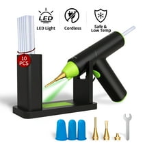Abewoo Cordless Hot Glue Gun with Glue Sticks Rechargeable Full Size Glue Gun Kit with 10 Glue Sticks 3 Nozzles Tips 3 Finger Protectors for DIY Arts Crafts Working (Black)