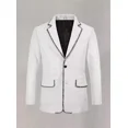 thumbnail image 1 of Abez Premium Style Men's White Two Button With Black Border Soft Genuine Lambskin Leather Blazer Party Wear Coat, 1 of 2
