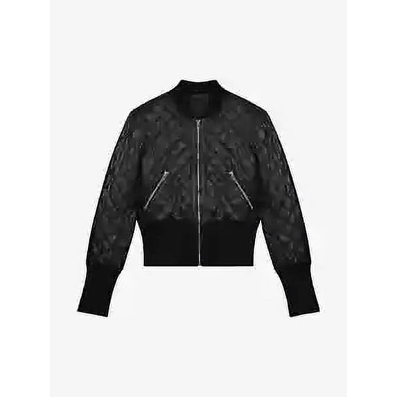 Abez Women's Black Quilted 100% Real Lambskin Bomber Biker Leather Racer Jacket Party Wear Jacket