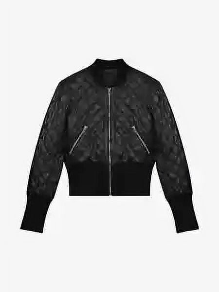 Abez Women's Black Quilted 100% Real Lambskin Bomber Biker Leather Racer Jacket Party Wear Jacket