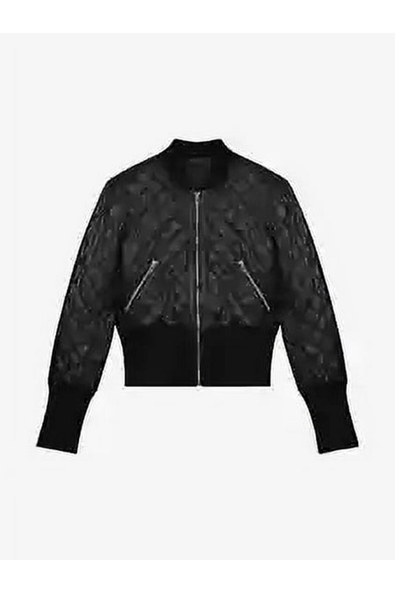 Abez Women's Black Quilted 100% Real Lambskin Bomber Biker Leather Racer Jacket Party Wear Jacket