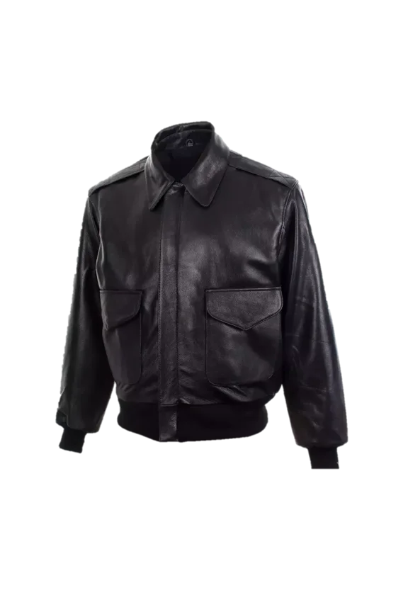 Abez men's Black Genuine Lambskin Leather Airforce A2 American Pilots Jacket