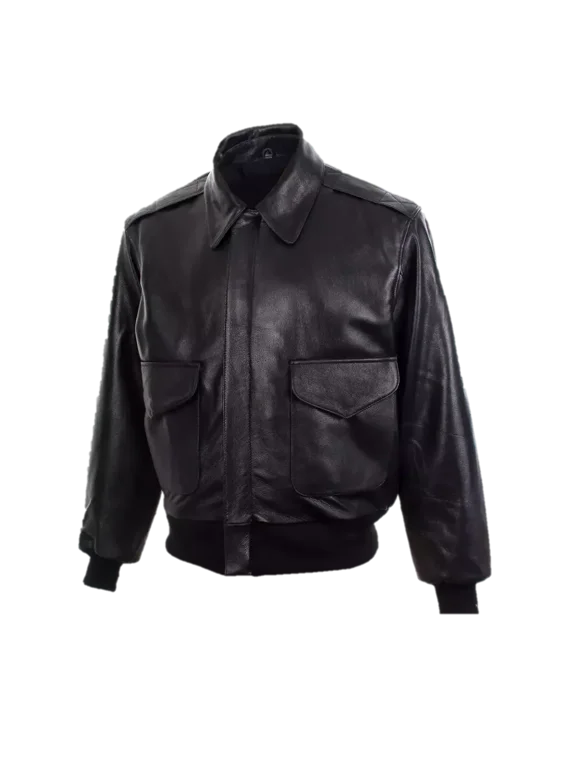 Abez men's Black Genuine Lambskin Leather Airforce A2 American Pilots Jacket
