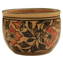 Abhandicrafts Easier to Clean Multi-Purpose Hand Engraved Ceramic Bowl, Use as Nuts Bowl, Candy Bowl, Sweets Bowl Home Office Décor Brown