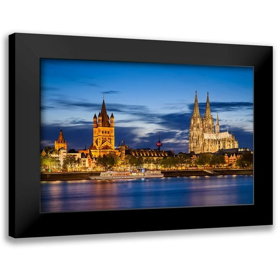 Abid, Michael 14x11 Black Modern Framed Museum Art Print Titled - Köln - Skyline Blue Hour