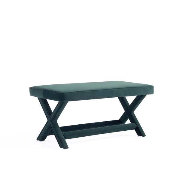 Abigail Mid-Century Modern Velvet Upholstered Bench in Green