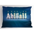 thumbnail image 1 of Abigail Pillow Sham Alphabet Letters for Sweet Birthday Cake Topping on Blue Backdrop Image, Decorative Standard Size Printed Pillowcase, 26 X 20 Inches, Blue and Multicolor, by Ambesonne, 1 of 2