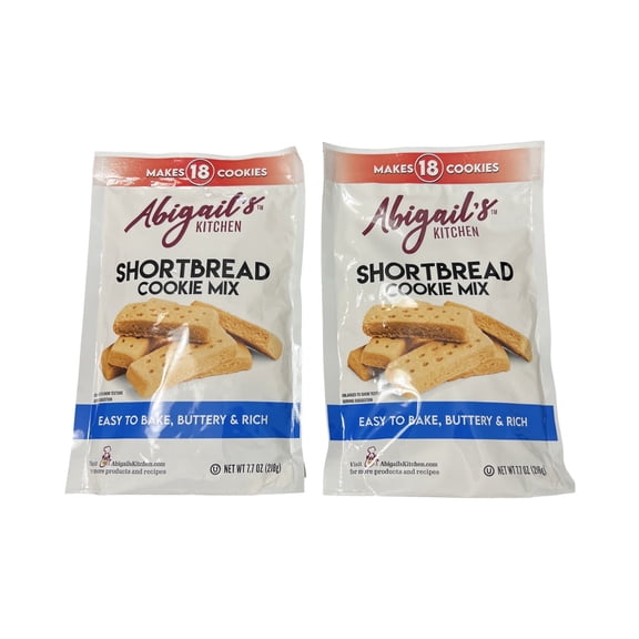Abigails Kitchen Shortbread Cookie Mix, Easy to Bake Buttery Rich Cookies, Makes 18 Cookies per Bag, 7.7 oz Each (2 Pack)