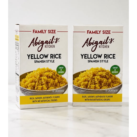 Abigail’s Kitchen Spanish Style Yellow Rice Family Size, 14 oz Boxes, 2 Pack, Savory Seasoned Rice Mix