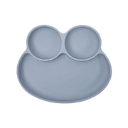 Abiie Octopod Frog Silicone Plates with Suction - Spill Proof, Easy to Clean - BPA-Free Bowl - Suction Plates for Baby and Toddler - Training & Feeding Divided Grip Dish Gray
