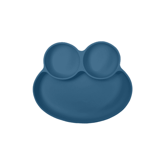 Abiie Octopod Frog Silicone Plates with Suction - Spill Proof, Easy to Clean - BPA-Free Bowl - Suction Plates for Baby and Toddler - Training & Feeding Divided Grip Dish (Space Blue)