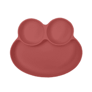 Abiie Octopod Frog Silicone Plates with Suction - Spill Proof, Easy to Clean - BPA-Free Bowl - Suction Plates for Baby and Toddler - Training & Feeding Divided Grip Dish Terra Cotta
