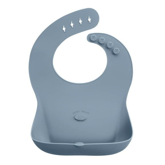 Abiie Ruby Wrapp Silicone Bibs for Babies with Front Pocket - Waterproof Bib - Stain Resistant - Silicone Toddler Bibs (Grey)