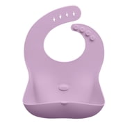 Abiie Ruby Wrapp Silicone Bibs for Babies with Front Pocket - Waterproof Bib - Stain Resistant - Silicone Toddler Bibs Pink Lavender