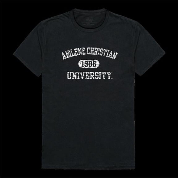 Abilene Christian University Wildcats Distressed Arch College T-Shirt, Black - Large