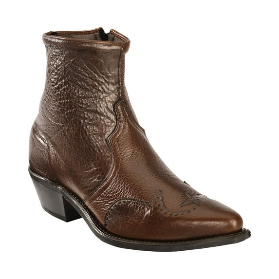 Abilene Men's Western Wingtip Zipper Boot Snip Toe Chocolate 12 D