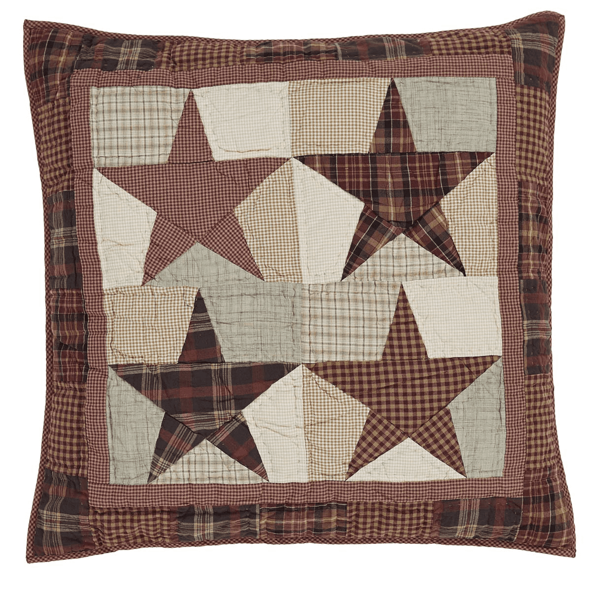 Abilene Star Quilted Cotton Euro Sham in Burgundy and Tan