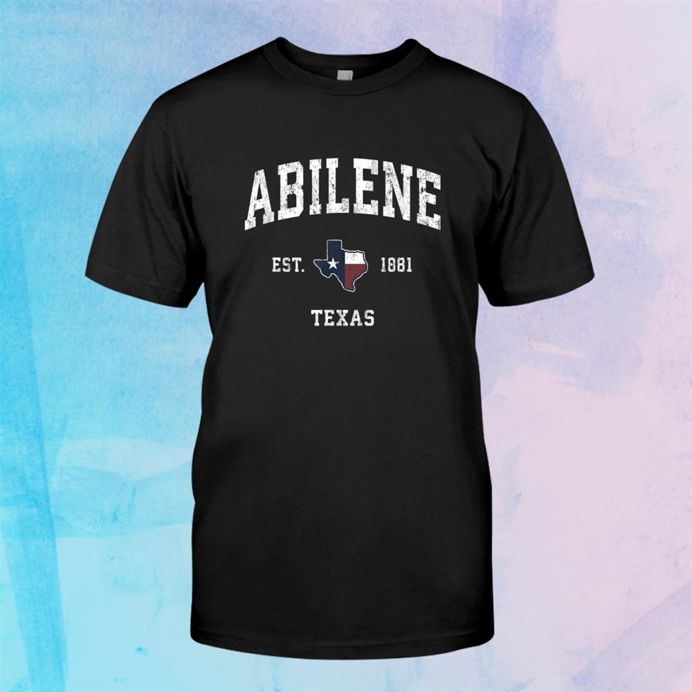 Abilene Texas Tx Vintage State Flag Sports Shirt Gift Black Unisex T