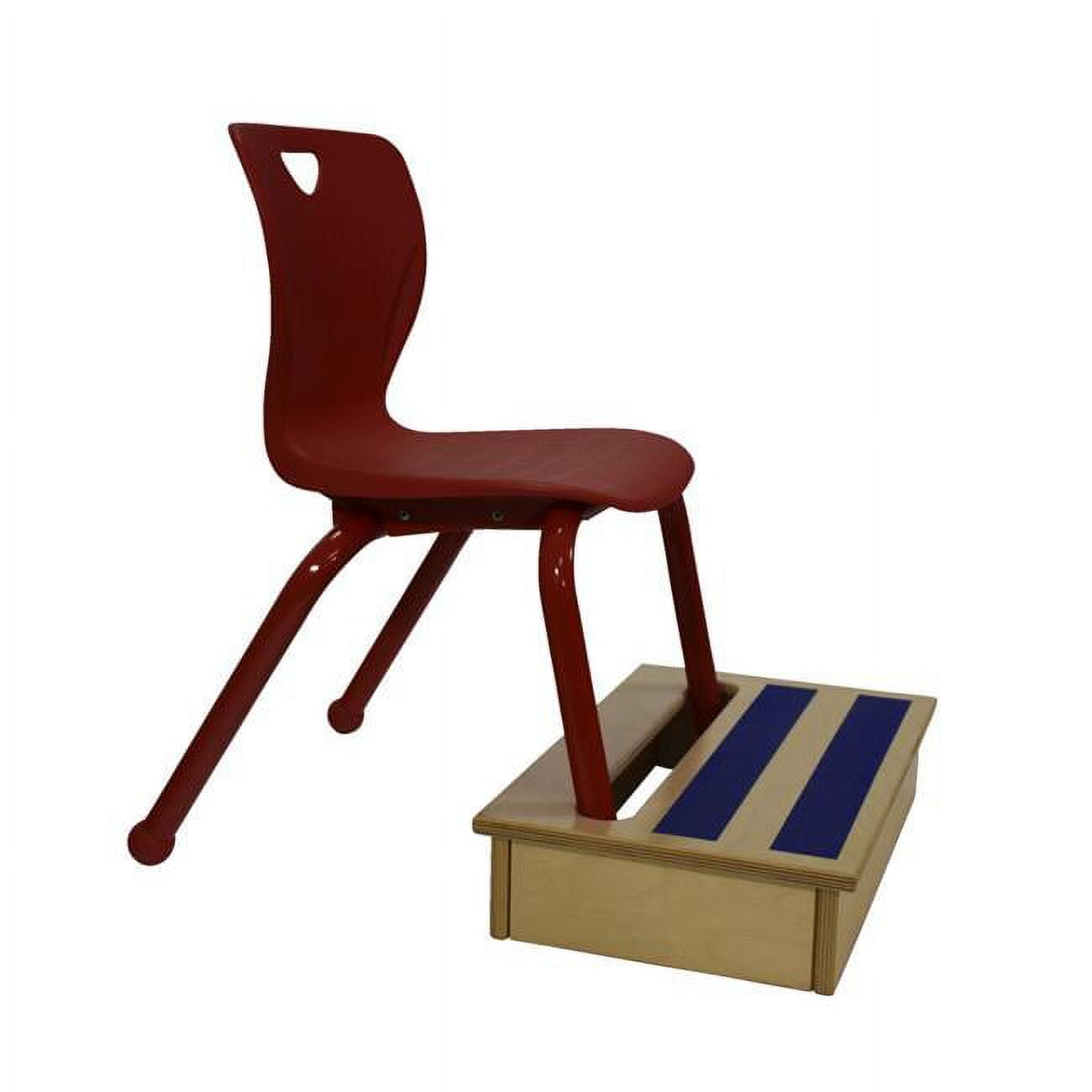 Small Beige and Blue Wooden Foot Rest