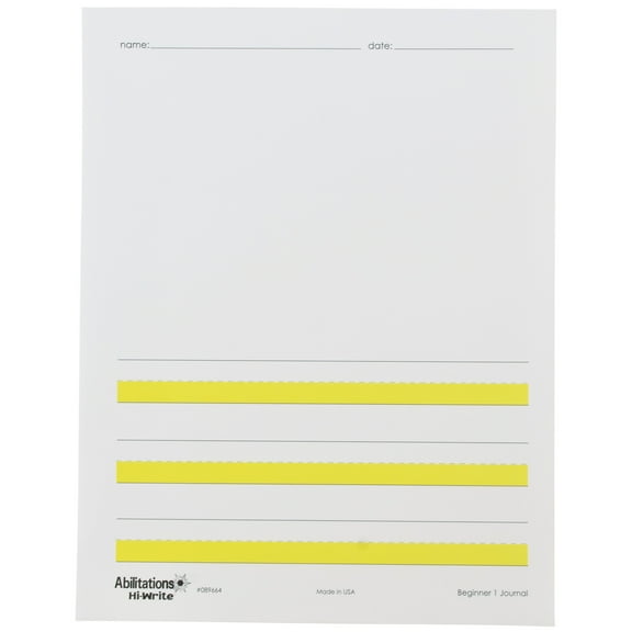 Abilitations Hi-Write Beginner Journal Paper, Level 1, 8-1/2 x 11 Inches, 100 Sheets